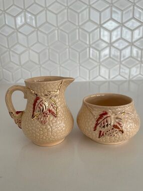 VINTAGE Wade Gold Blush Bramble Creamer and Open Sugar Bowl England Cottagecore